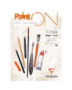 CLAIREFONTAINE Paint'On Mixed Media Pad (250gsm) - A4 - 40 Sheets - White