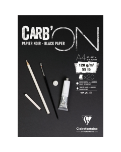 CLAIREFONTAINE Carb'On Mixed Media Pad (120gsm) - A4 - 20 Sheets - Black