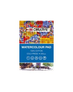 BE CREATIVE Watercolour Pad - 200gsm (100% Cotton) - 12 Sheets - A4