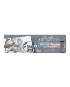 CRETACOLOR Aquagraph Tinted Aquarelle Pencils - Set 6 (3 Grey, 3 Colours)