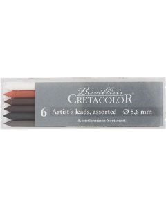 CRETACOLOR 5.6mm Artists Leads - 6-Pack - White Chalk