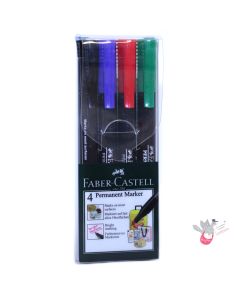 FABER-CASTELL Permanent Bullet Tip Marker - Fine - Set 4 - Basic Colours