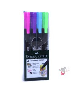FABER-CASTELL Permanent Bullet Tip Marker - Fine - Set 4 - Brights