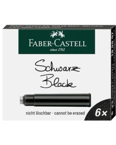 FABER-CASTELL Fountain Pen Ink Cartridge (38mm universal) - Pack 6 - Black
