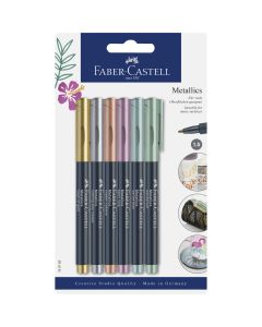 FABER-CASTELL Metallic All-Surface Markers (1.5mm) - 6 Colours