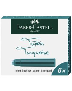 FABER-CASTELL Fountain Pen Ink Cartridge - Pack of 6 - Turquoise