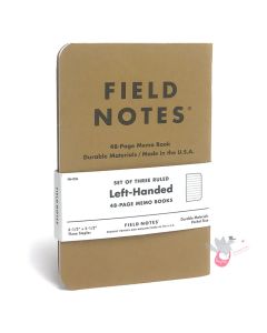FIELD NOTES Left Handed - Set of 3 - Pocket (A6 9x13cm) - Natural Kraft Colour - Ruled