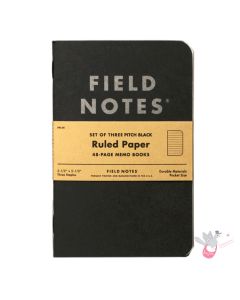 FIELD NOTES Pitch Black - Set of 3 - Pocket (A6 9 x 14cm) - Ruled