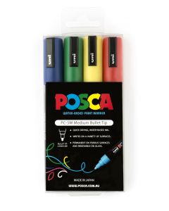 POSCA Paint Marker - 2.5mm Bullet Tip (PC-5M) - Wallet of 4 - Primaries
