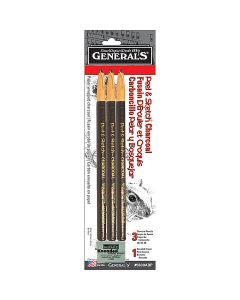GENERAL'S Peel & Sketch Charcoal Pencil Set (2B, 4B, 6B & Kneadable Eraser)