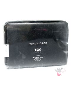 GLOBAL ART Leather Pencil Case - Holds 80-120 Pencils - Black