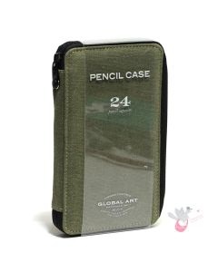 GLOBAL ART Canvas Pencil Case - Holds 18-24 Pencils - Olive