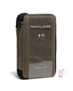 GLOBAL ART Canvas Pencil Case - Holds 36-48 Pencils - Chocolate