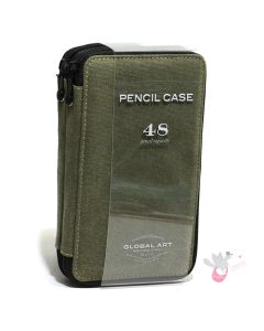 GLOBAL ART Canvas Pencil Case - Holds 36-48 Pencils - Olive