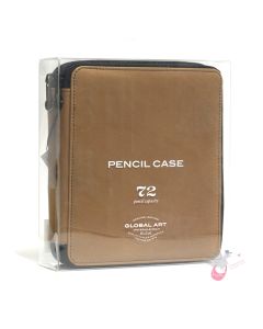 GLOBAL ART Leather Pencil Case - Holds 48-72 Pencils - Brown
