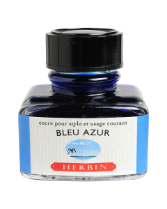 HERBIN "Jewel of Inks" Fountain Pen Ink - 30mL (with pen rest) - Bleu Azur (Azure Blue)