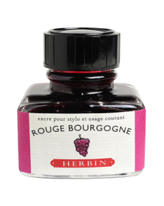 HERBIN "Jewel of Inks" Fountain Pen Ink - 30mL (with pen rest) - Rouge Bourgogne (Burgundy Red)