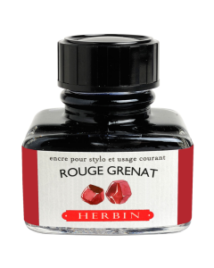 HERBIN "Jewel of Inks" Fountain Pen Ink - 30mL (with pen rest) - Rouge Grenat (Garnet Red)