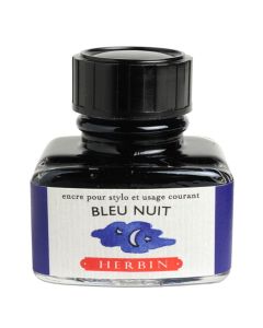 HERBIN "Jewel of Inks" Fountain Pen Ink - 30mL (with pen rest) - Bleu Nuit (Night Blue)