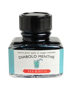 HERBIN "Jewel of Inks" Fountain Pen Ink - 30mL (with pen rest) - Diabolo Menthe (Mint Green)