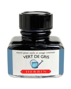 HERBIN "Jewel of Inks" Fountain Pen Ink - 30mL (with pen rest) - Vert de Gris (Green Grey)