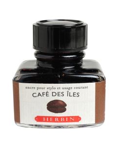 HERBIN "Jewel of Inks" Fountain Pen Ink - 30mL (with pen rest) - Cafe Des Iles (Island Coffee)