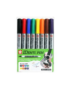 SAKURA Identi-Pen Permanent Marker - Dual Tip (1.0mm / 0.4mm) - Colours - Set 8