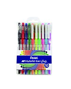 PENTEL Gel Pen Hybrid Gel Wallet - Fine (0.6mm) - Set of 10
