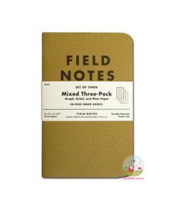 FIELD NOTES’ÇÎå Original - Set of 3 - Pocket (A6 9x13cm) - Natural Kraft Colour - Mixed 3 Pack (squared