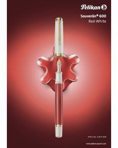 PELIKAN Souveran M600 Fountain Pen Red-White special edition with 14ct bigold nib