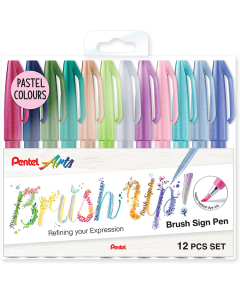 PENTEL Brush Sign Pen - Wallet x 12