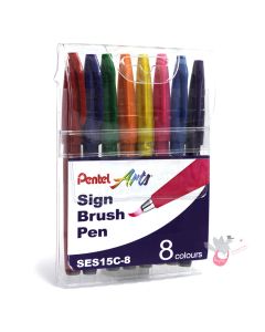 PENTEL Brush Sign Pen - Wallet x 8