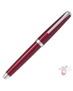 PILOT Metal Falcon Fountain Pen (14ct Gold Rhodium Plated Nib and Con-70 Converter) - Red - Soft Fine Nib