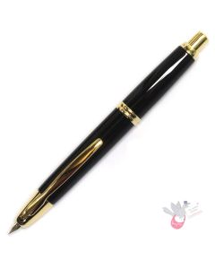 PILOT Capless (Vanishing Point) Fountain Pen (18ct Gold Nib & Con-50 Converter) - Black/Gold