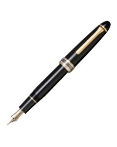 SAILOR 1911 - Naginata Cross Point Fountain Pen (21K gold nib & Converter) - Black/Gold 