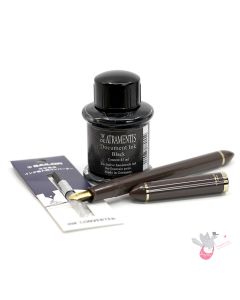SAILOR Sketch Kit (Fude, Converter, DA Permanent Black, Blunt Syringe) - 40 Degree - Brown Pen