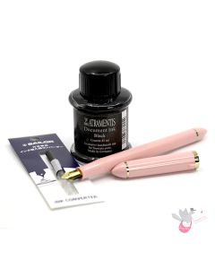 SAILOR Sketch Kit (Fude, Converter, DA Permanent Black, Blunt Syringe) - 40 Degree - Pink