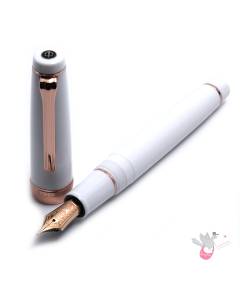 SAILOR Prof Gear Fountain Pen (21K Gold nib with rose gold plating & converter) - White with Rose Gold - Medium Fine Nib