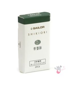SAILOR SHIKIORI Fountain Pen Ink Cartridges - Pack of 3 - Tokiwamatsu (Pine Green)