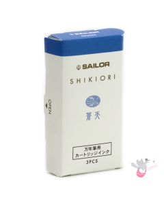 SAILOR SHIKIORI Fountain Pen Ink Cartridges - Pack of 3 - Souten (Azure Sky)
