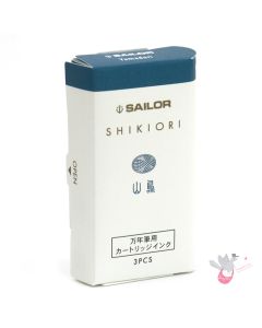 SAILOR SHIKIORI Fountain Pen Ink Cartridges - Pack of 3 - Yamadori (Blue Bird)