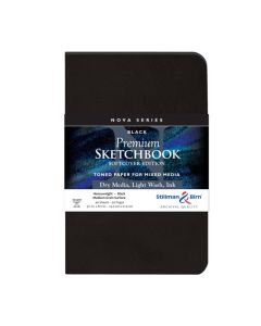 STILLMAN & BIRN Nova Sketchbook - Softcover - Portrait A5 (5.5 x 8.5" / 14.0 x 21.6cm) - 150gsm - Black Paper