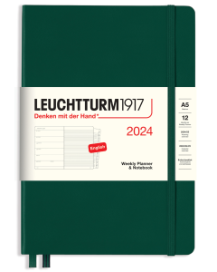 2024 LEUCHTTURM1917 Weekly Planner and Notebook - Hard Cover - Medium (A5) - Forest Green