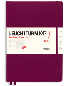 2024 LEUCHTTURM1917 Weekly Planner and Notebook - Hard Cover - Master (A4) - Port Red