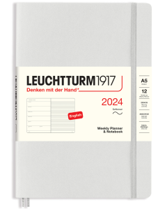 2024 LEUCHTTURM1917 Weekly Planner and Notebook - Soft Cover - Medium (A5) - Light Grey