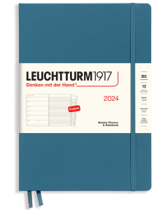 2024 LEUCHTTURM1917 Weekly Planner and Notebook - Hard Cover - Composition (B5) - Stone Blue