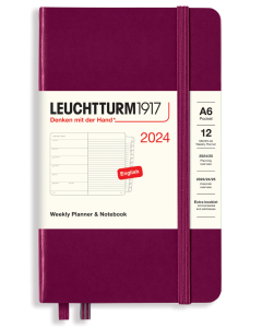 2024 LEUCHTTURM1917 Weekly Planner and Notebook - Hard Cover - Pocket (A6) - Port Red