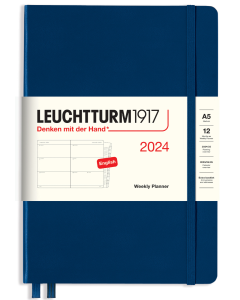 2024 LEUCHTTURM1917 Weekly Horizontal Diary Planner - Hard Cover - Medium (A5) - Navy