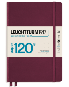 LEUCHTTURM1917 120 gsm Classic Hard Cover Notebook - Medium (A5) - Ruled - Port Red
