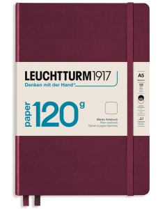LEUCHTTURM1917 120 gsm Classic Hard Cover Notebook - Medium (A5) - Plain - Port Red